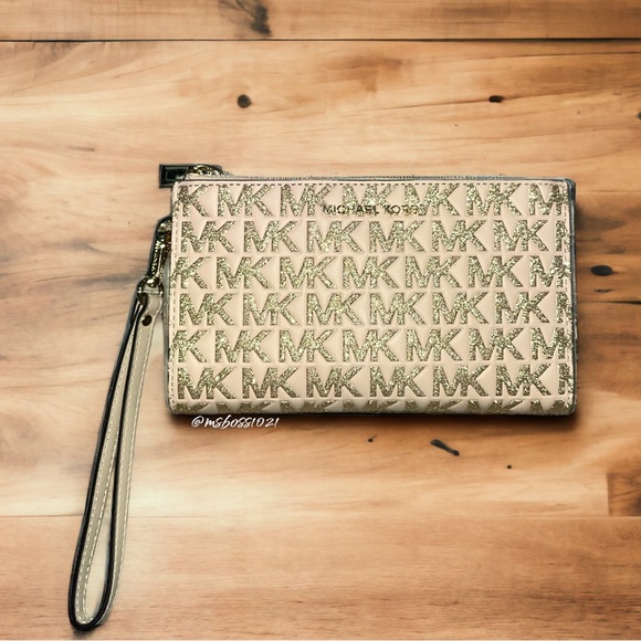 Michael Kors RARE Phone Wristlet Wallet​ in Soft Pink/Gold Glitter NWT